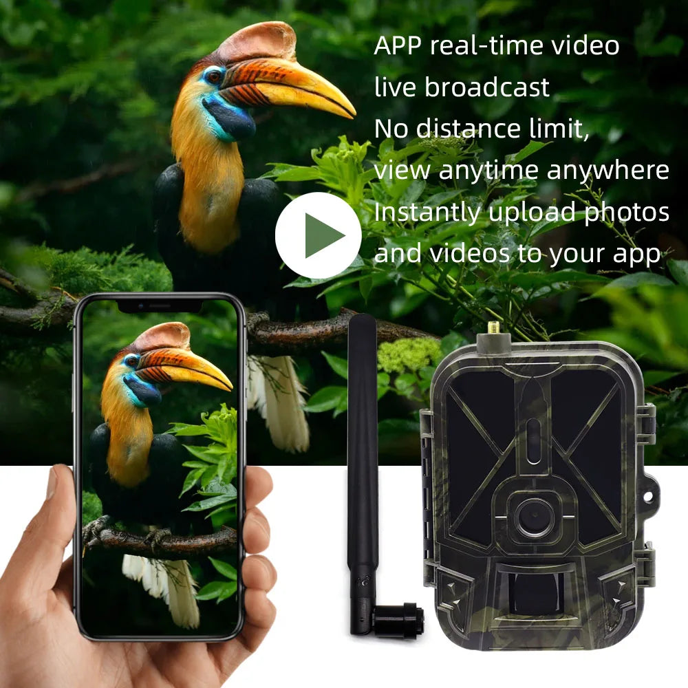 4K 30fps Live Stream APP Clould Service Hunting Trail Camera 8*1.5V AA Battery 4G 30MP 940nm Night Vision Cameras HC940PRO