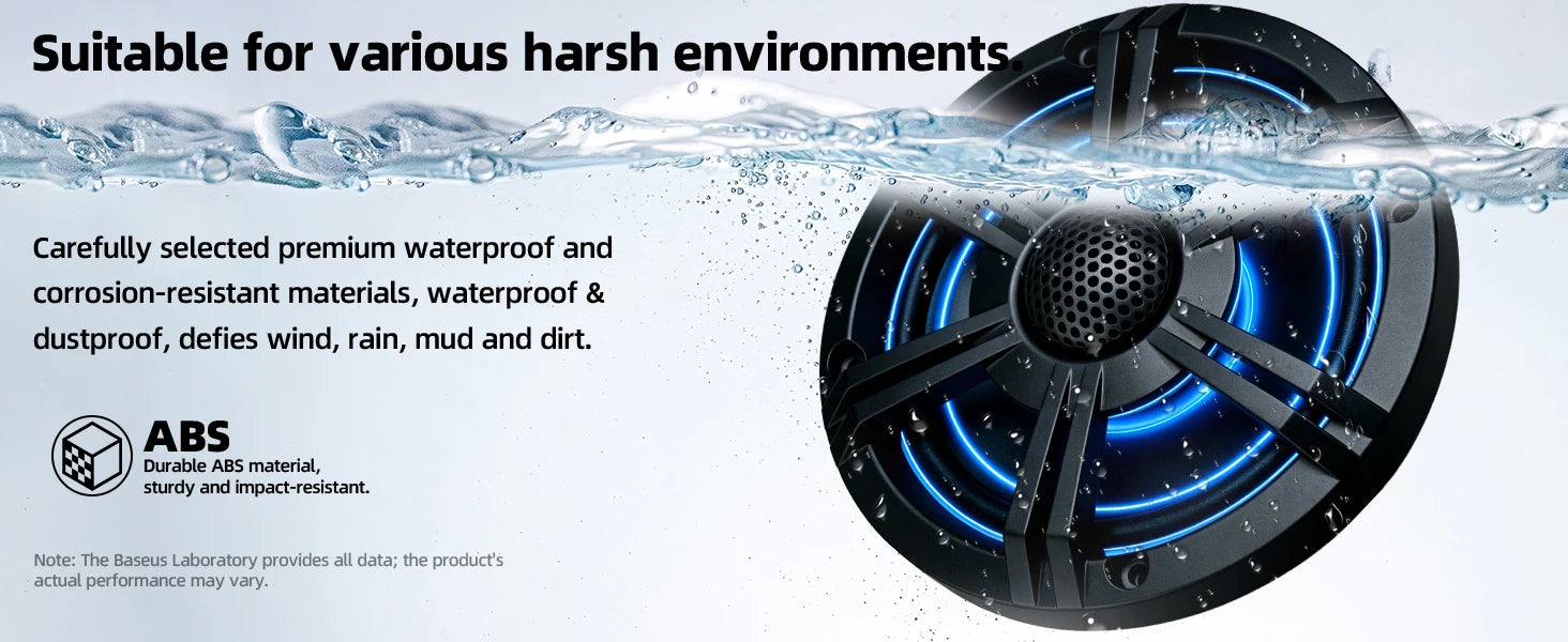 6.5 Inch Marine Coaxial Speaker with HIFI Light, IP66 Waterproof, 1pc