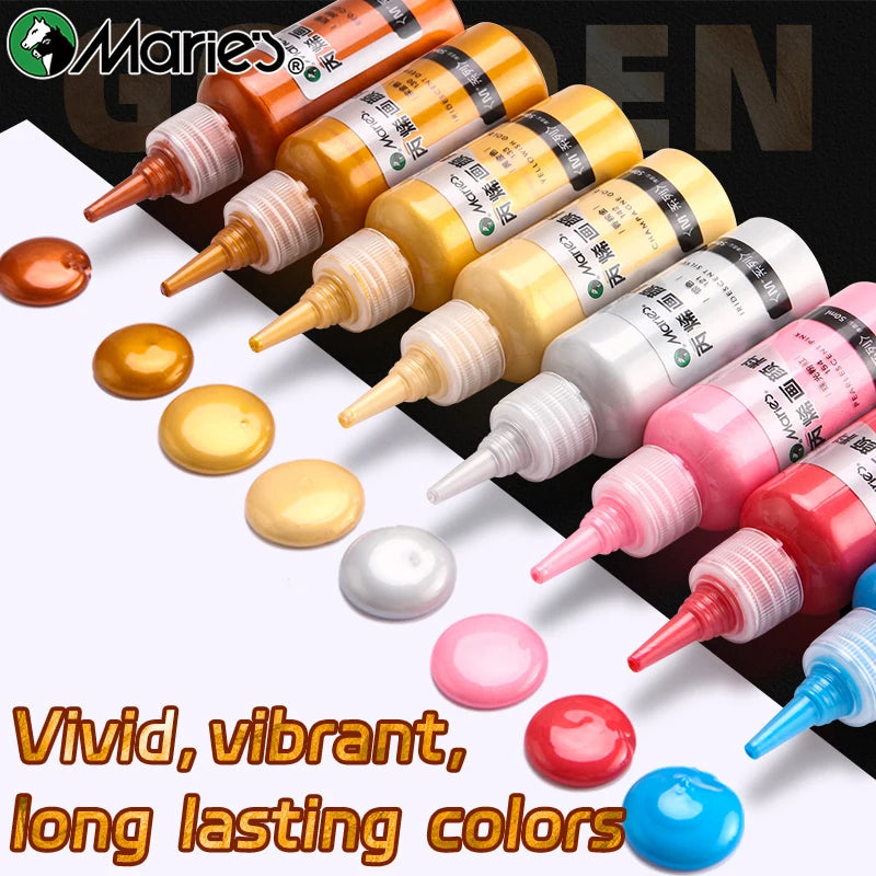 50ml Metallic Akrylmaling i Perlemorsagtig Guld & Sølv