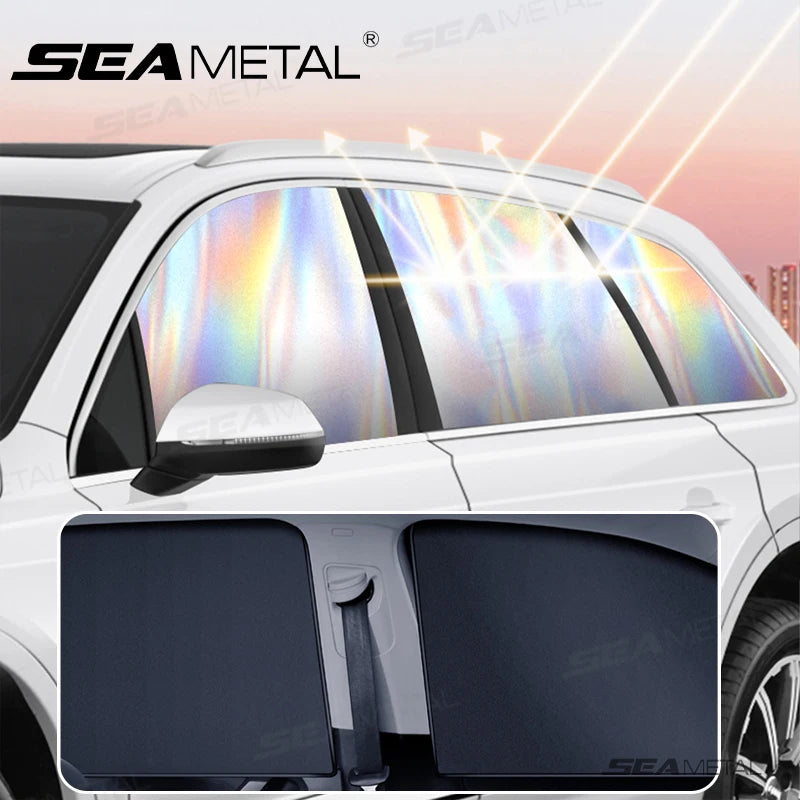 SEAMETAL 2Pcs Car Side Window Sun Shade Magnetic Car Sunshade Curtains Summer Sun Protection UV Blocking Auto Provacy Curtains