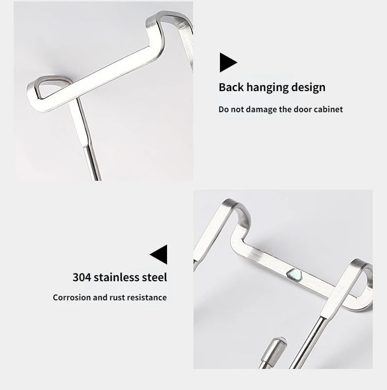 304 Stainless Steel Hook Free Punching Double S-Shape Hook Kitchen Bathroom Cabinet Door Back Type Coat Towel Storage Hanger