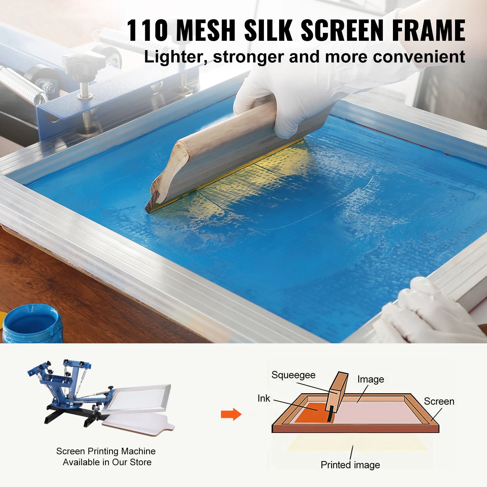 20x20in Aluminum Screen Printing Frame Kit with 110 Mesh Set