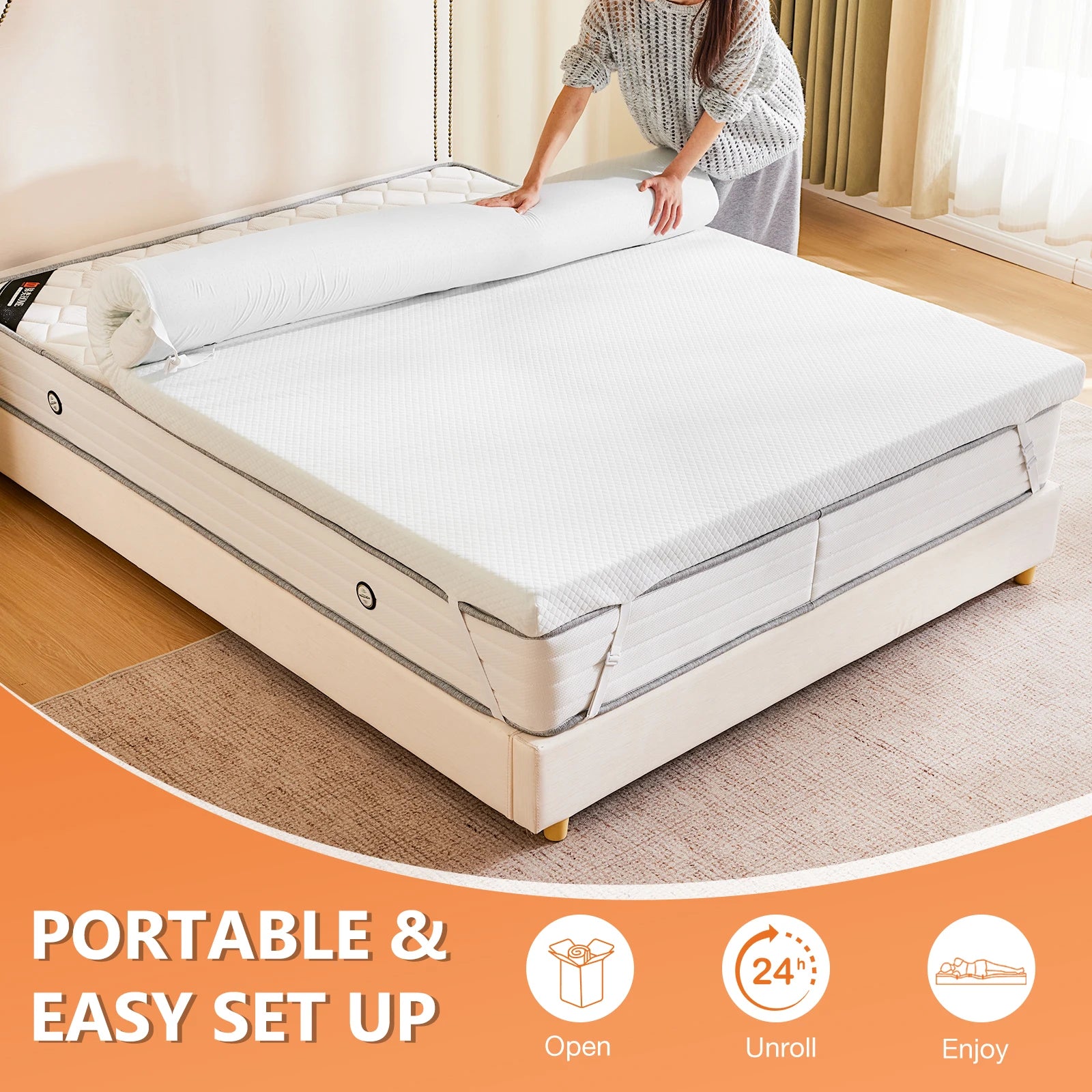 3 Inch Gel Memory Foam Mattress Topper Full Size Cooling Cover