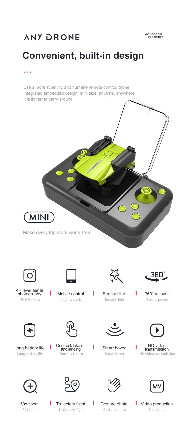 K10 Pocket 8K HD FPV Camera Drone with Visual Avoidance