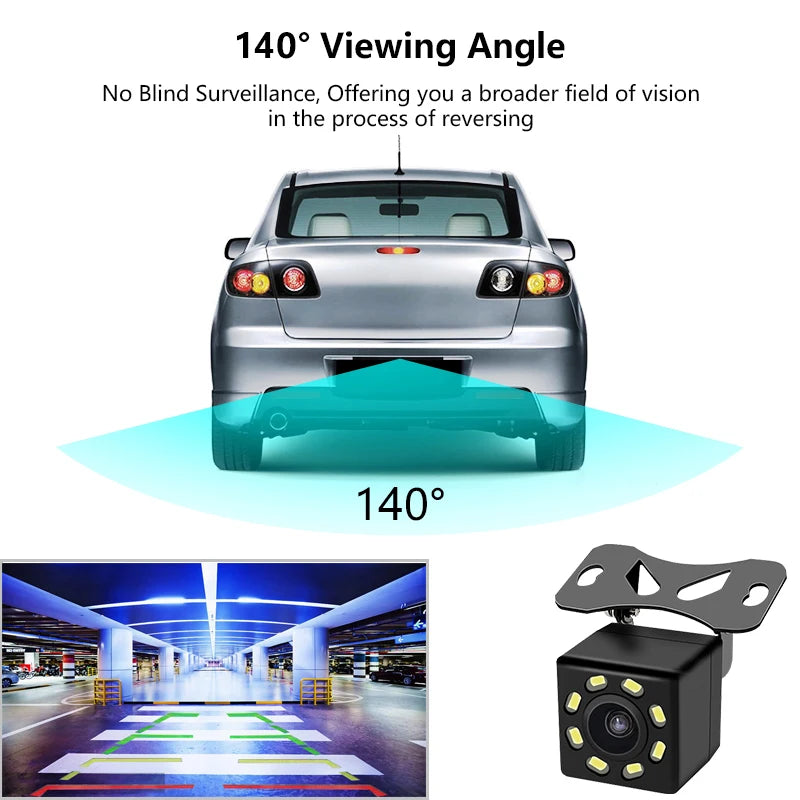Car Rear View Camera 4/8/12 LED Night Vision Reversing Wide-angle Waterproof HD Reversing Image Universal Support Display