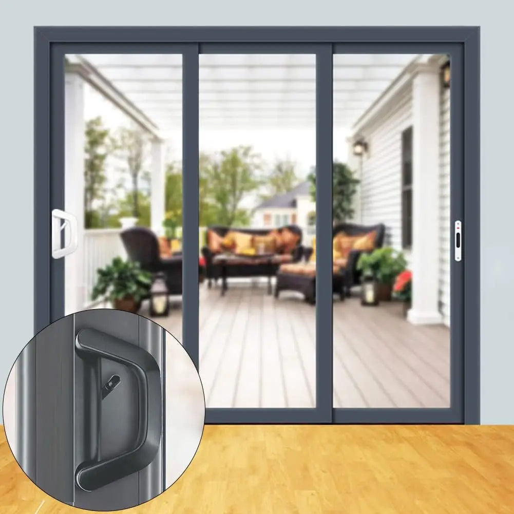 Sliding Patio Door Handle Set with Key Lock, Reversible Fit 1.5–2in