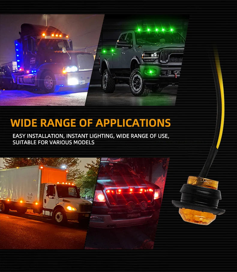 10/20 PCS Mini Round LED Side Marker Light High Brightness 12-24V Truck Trailer Auto Indicators Clearance Light Universal