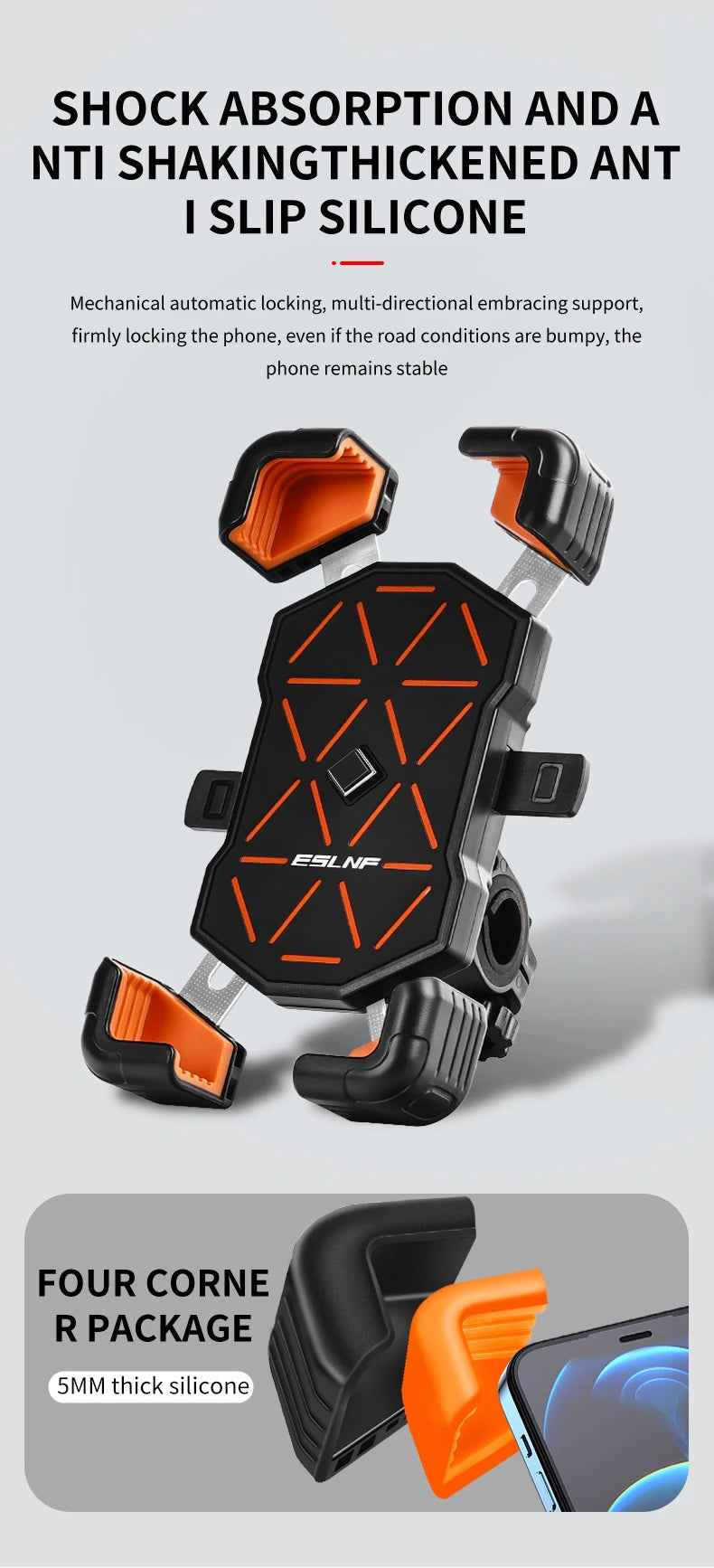 Support universel pour téléphone de vélo compatible avec les appareils de 4,5 à 7,2 pouces