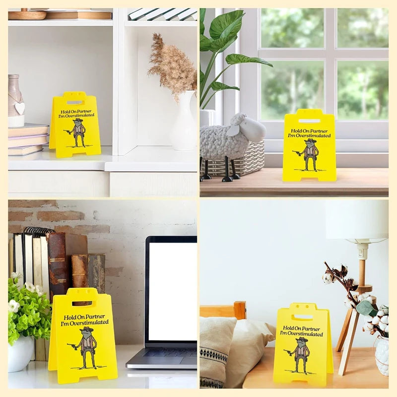 Novelty Yellow Desk Sign, Four Message Options