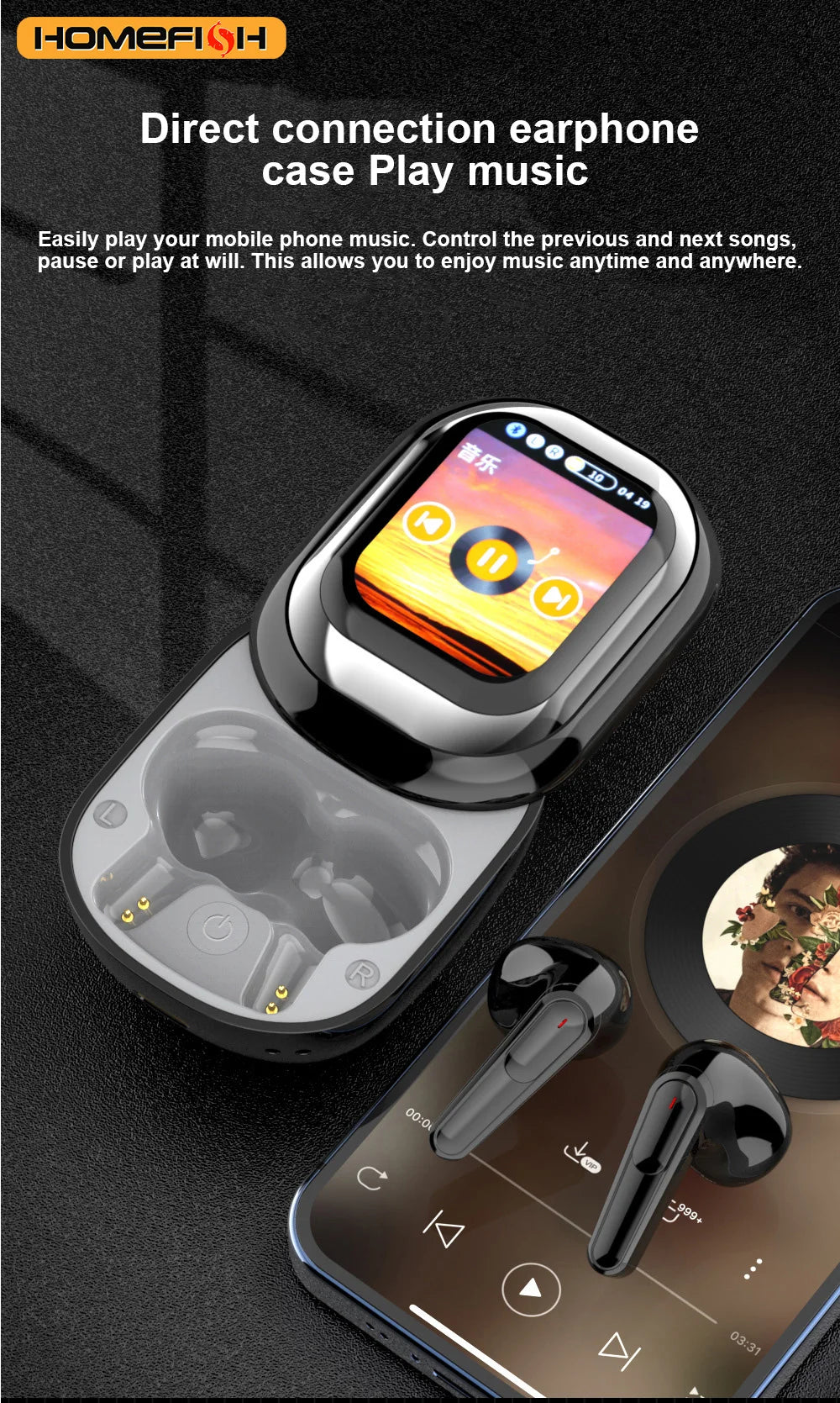 SE-ONE Wireless Earbuds with Touchscreen Case
