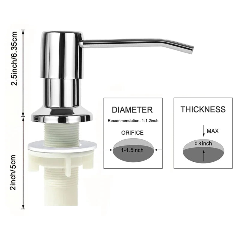 Soap Dispenser for Kitchen Sink, Kichen Sink Soap Dispenser,Extension Tube kit, Under Sink Soap Dispenser Pump, No Need More Ref