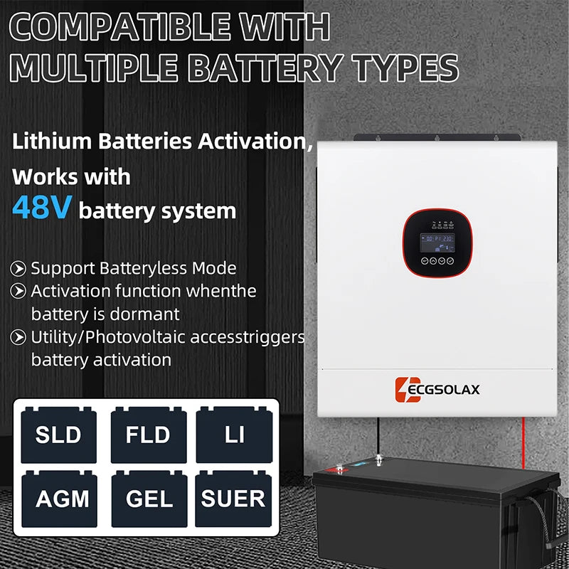 Inversor Solar Híbrido 12kW 48V Dual MPPT Onda Senoidal Pura