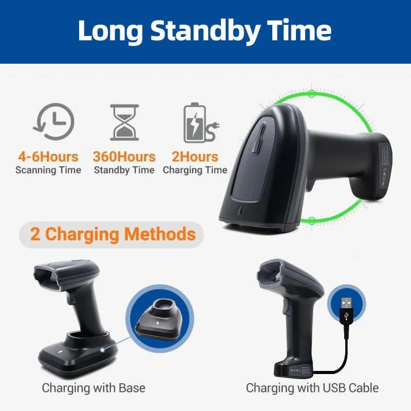 Handheld 1D/2D Barcode Scanner - Connection Options