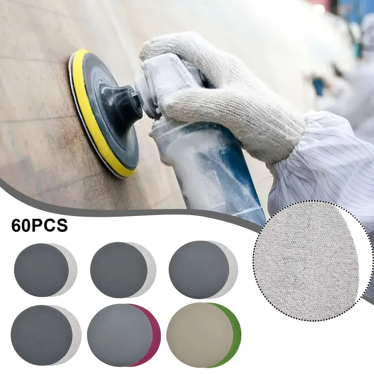 75 mm Wet and Dry Sanding Disc Set 60 Pcs 3 Inch Assorted 800-3000 Grit Waterproof Sandpaper Disc for Polishing and Sanding Car