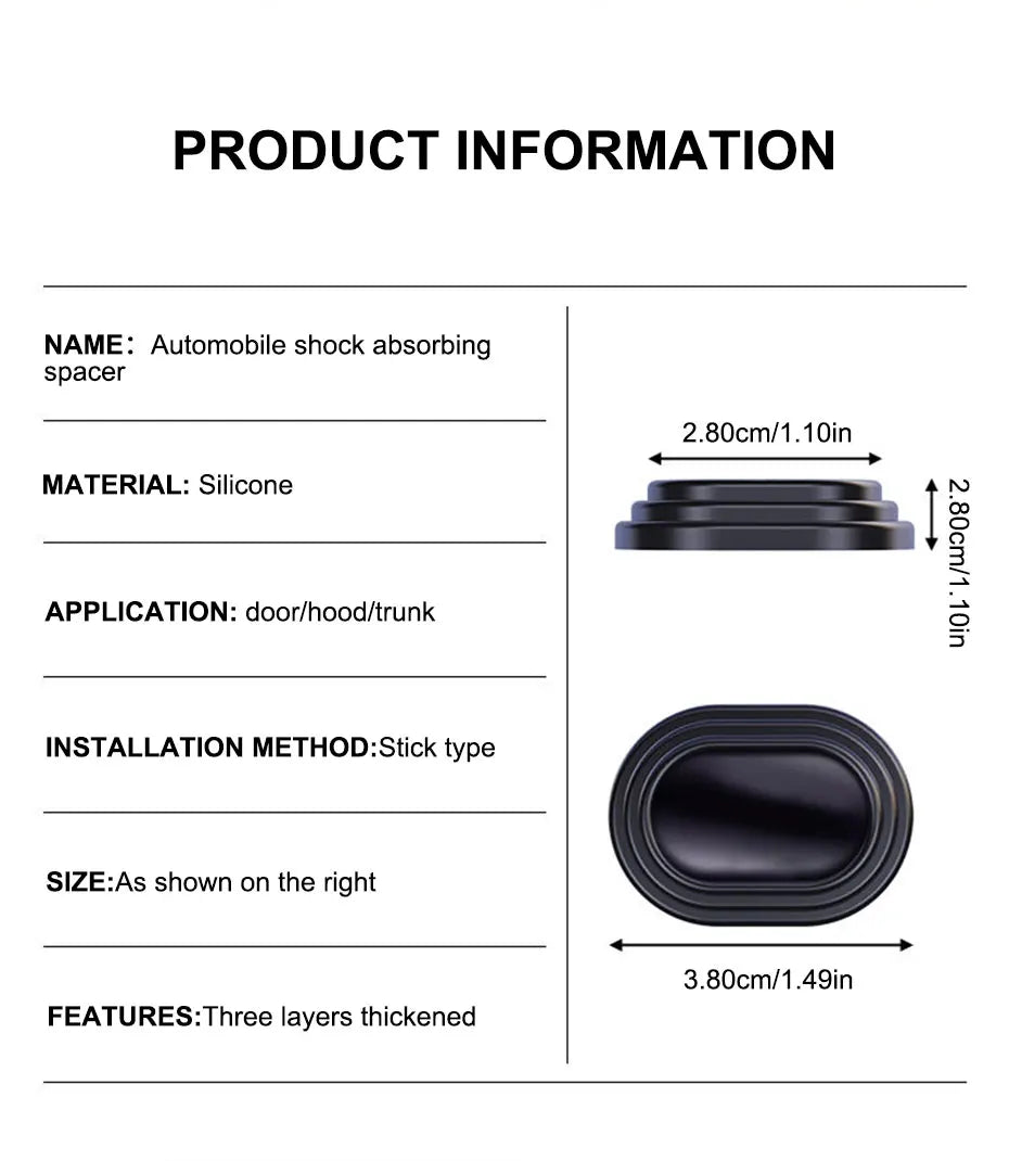 SEAMETAL 12Pcs Upgraded Car Door Shock Absorber Self-Adhesive Door Gap Protection Cushion Anti Shock Hood Trunk Edge Sticker
