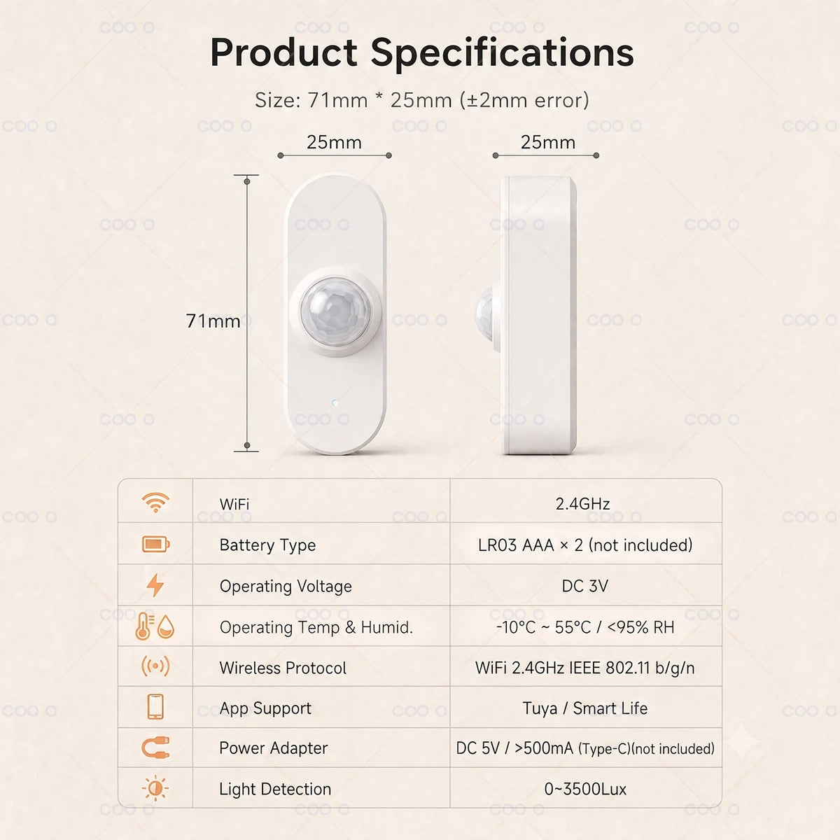 Tuya WiFi Motion Sensor with Optional Climate Readings