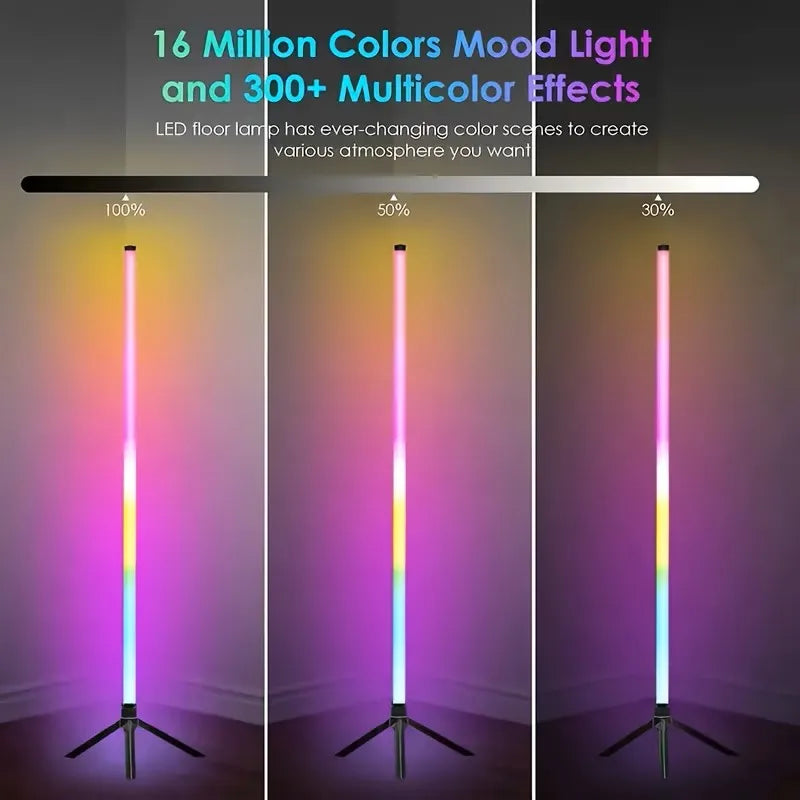 Rohová stojacia lampa RGB so svetelnými efektmi synchronizovanými s hudbou