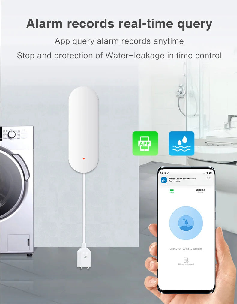 Ewelink Zigbee3.0 Water Sensor Alarm Water Leak Detector Flood Alert Overflow Security Alarm System Works With Zigbee Gateway
