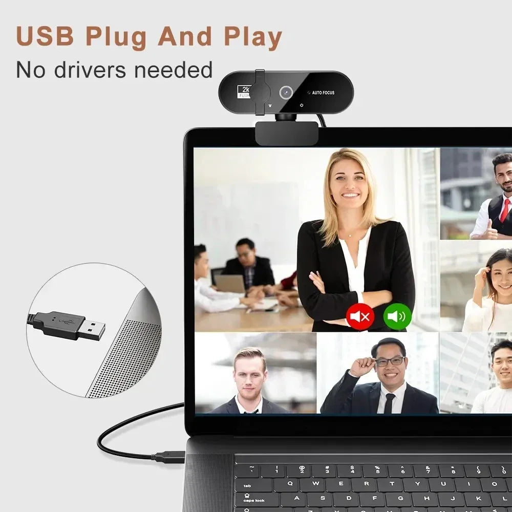 1080P Mini Webcam with Microphone Auto Focus USB 30fps