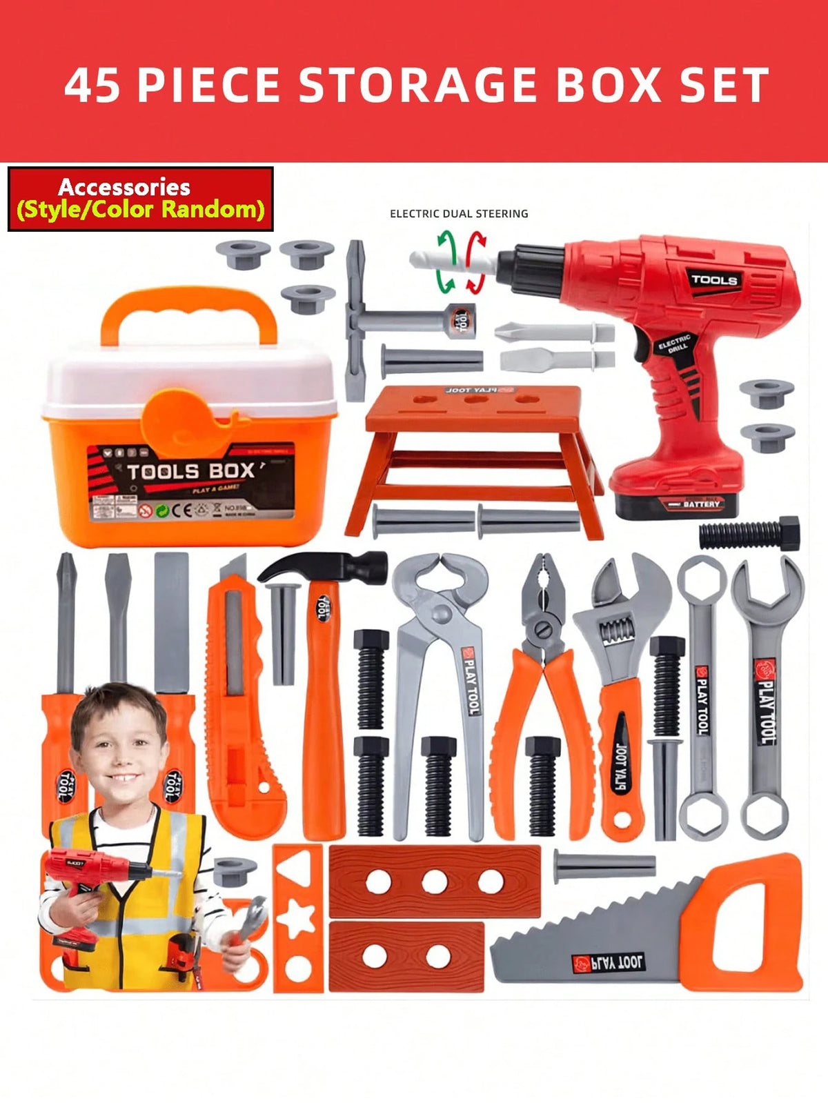 Kids Pretend Tool Kit for Imaginative Repair Play