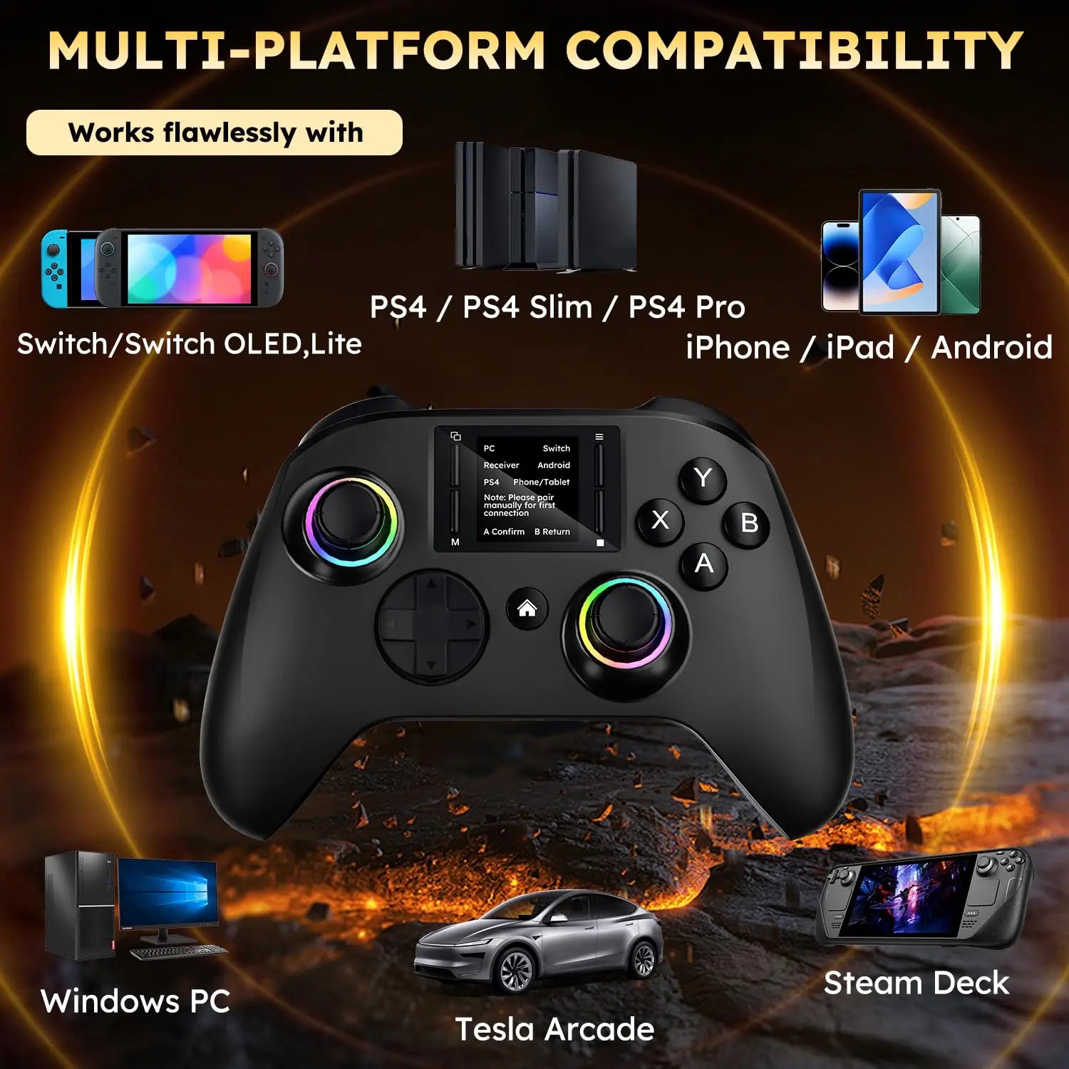 Wireless Gaming Controller with Interactive Screen