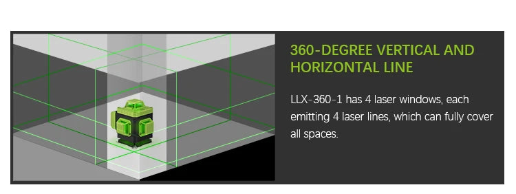 16‑Line Laser Level with 360° Green Beam Projection