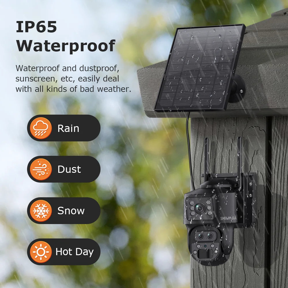 15X Zoom Solar 4G PTZ Security Camera 12MP Three-Lens 360 View