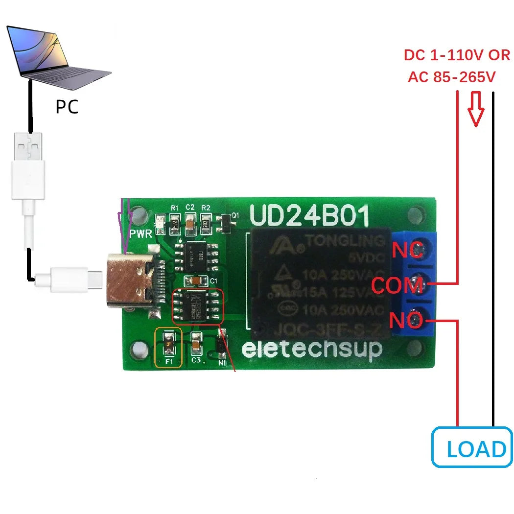 Módulo de relé USB único o TTL