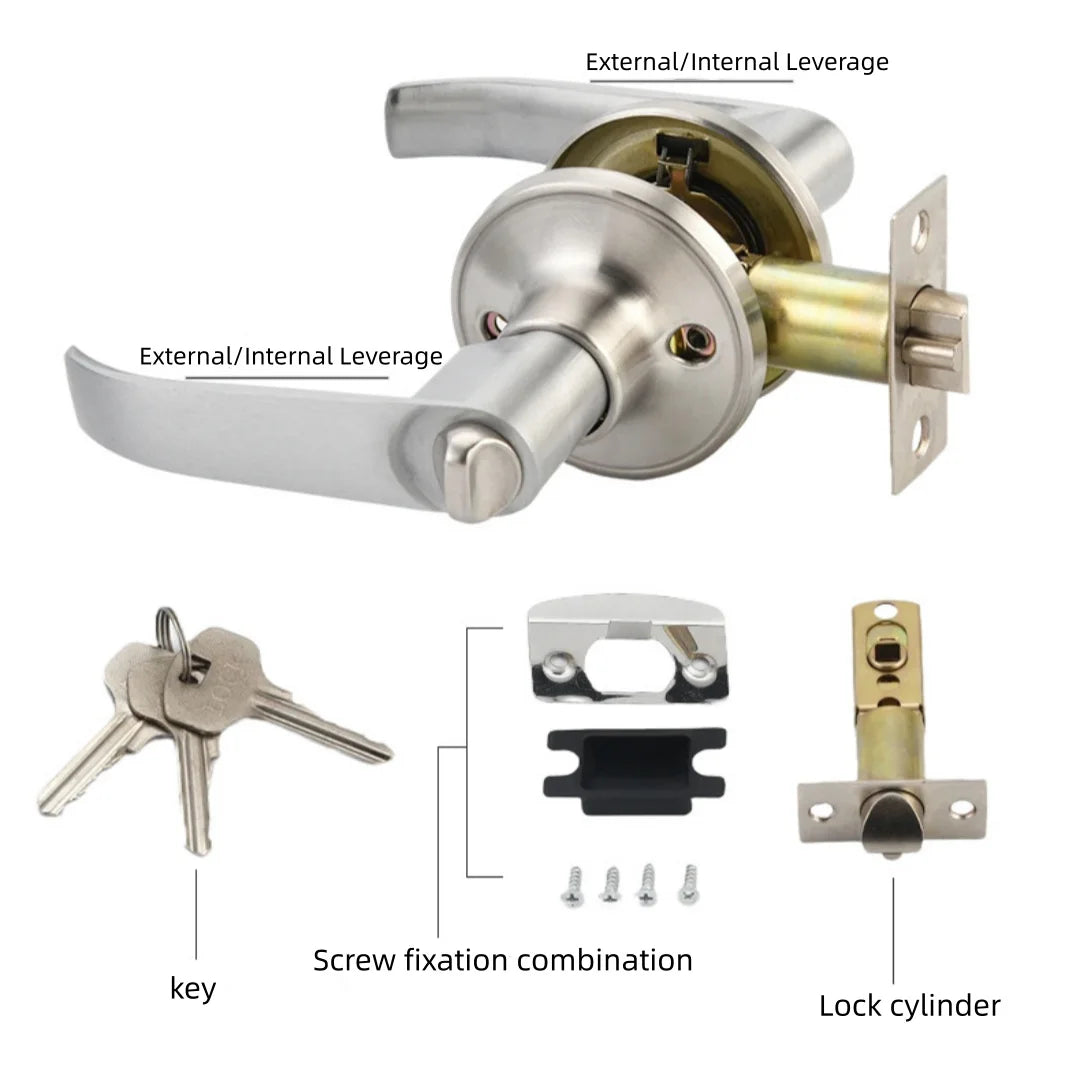 Round Keyed Door Handle Lock Set