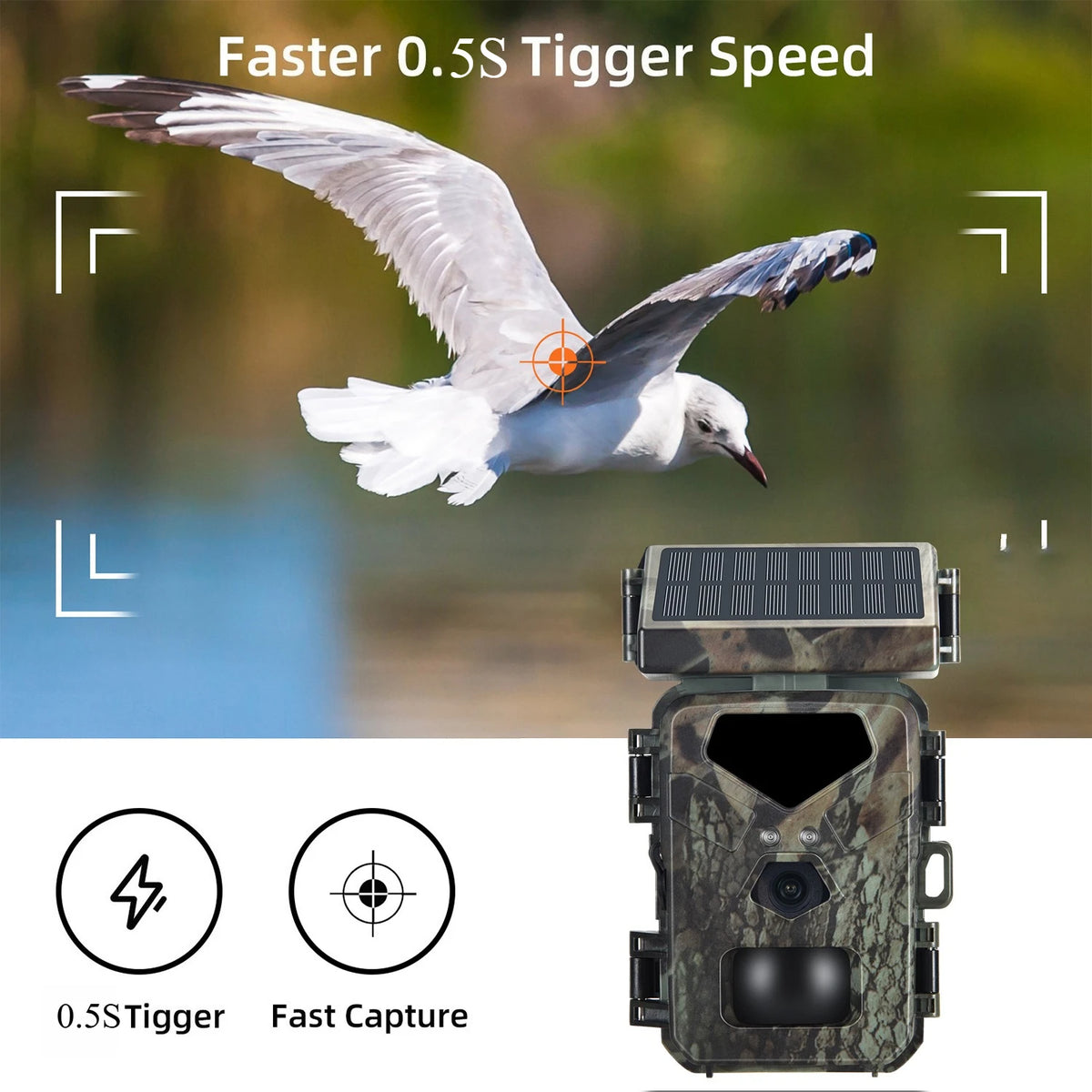 Mini Solar Trail Camera, 20MP 1080P Night Vision IP65 Waterproof, 0.5s Trigger Deer Scouting Wildlife Monitoring Outdoor - Spy-shop.com