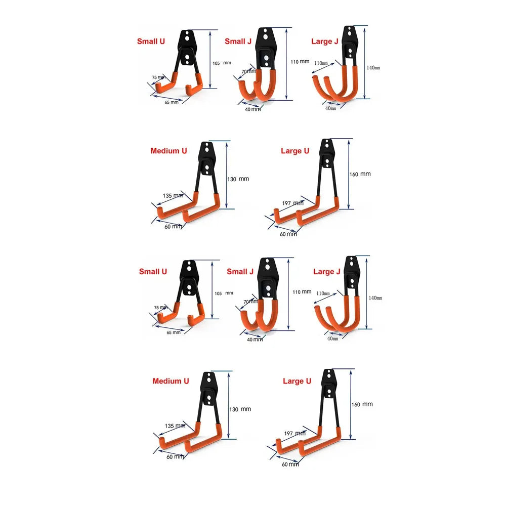 Heavy Duty Metal Hook Garage Organizer Wall Mount Bicycle Hanger Hooks Wall Mount Anti-slip Storage Hook For Ladders Garden Tool