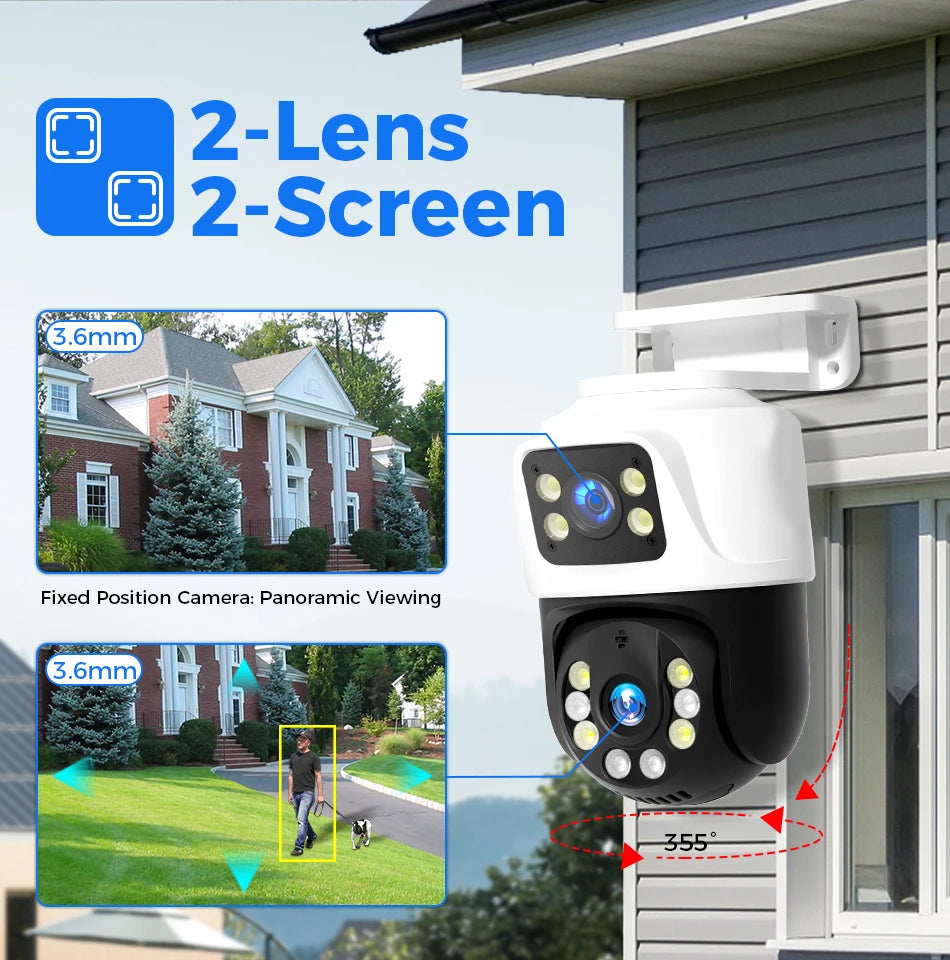 Dual Lens 3MP+3MP POE IP PTZ Security Camera