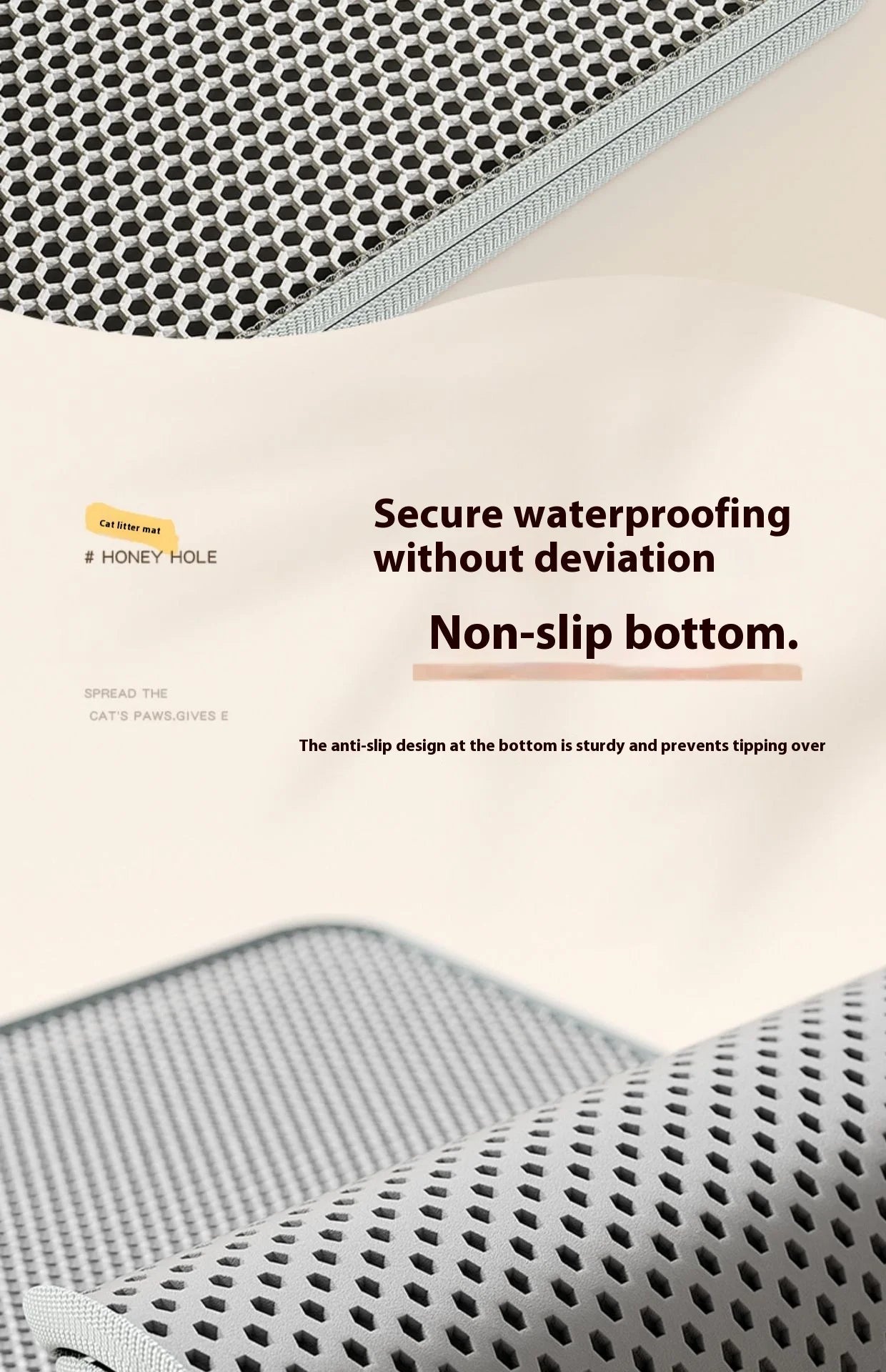 Cat Litter Mat 2-Layer Design Premium Sand Trapping Technology Waterproof Base Non-Slip Pet Floor Protector for Indoor Kittens