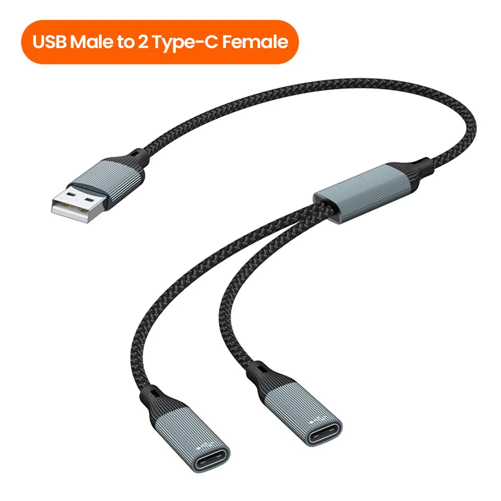 USB-keskitinkaapeli, jossa on 2 tai 3 USB-C-liitäntää