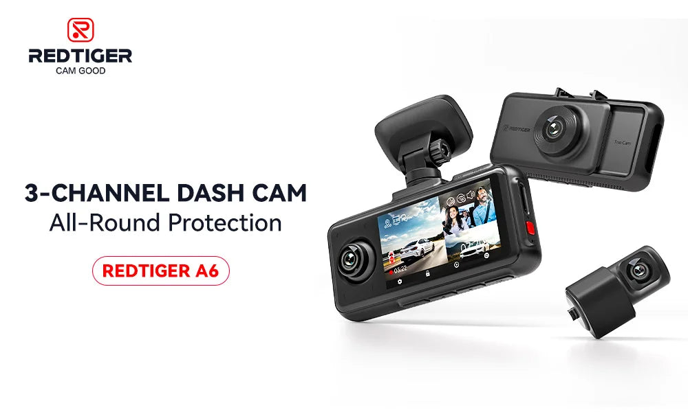 REDTIGER A6 4K 3-Channel Dash Cam with GPS and WiFi