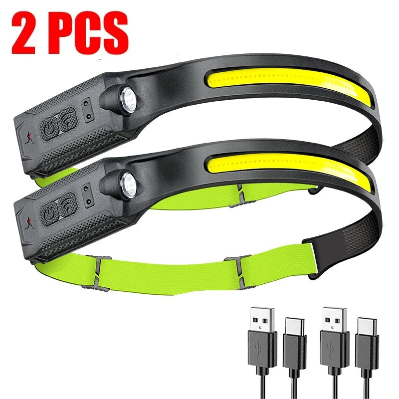Rechargeable Headlamp with COB and Spotlight