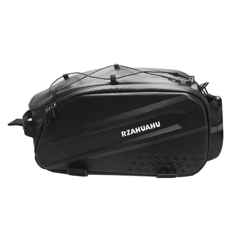 Sacoche noire pour porte-bagages arrière de vélo avec poche pour bouteille