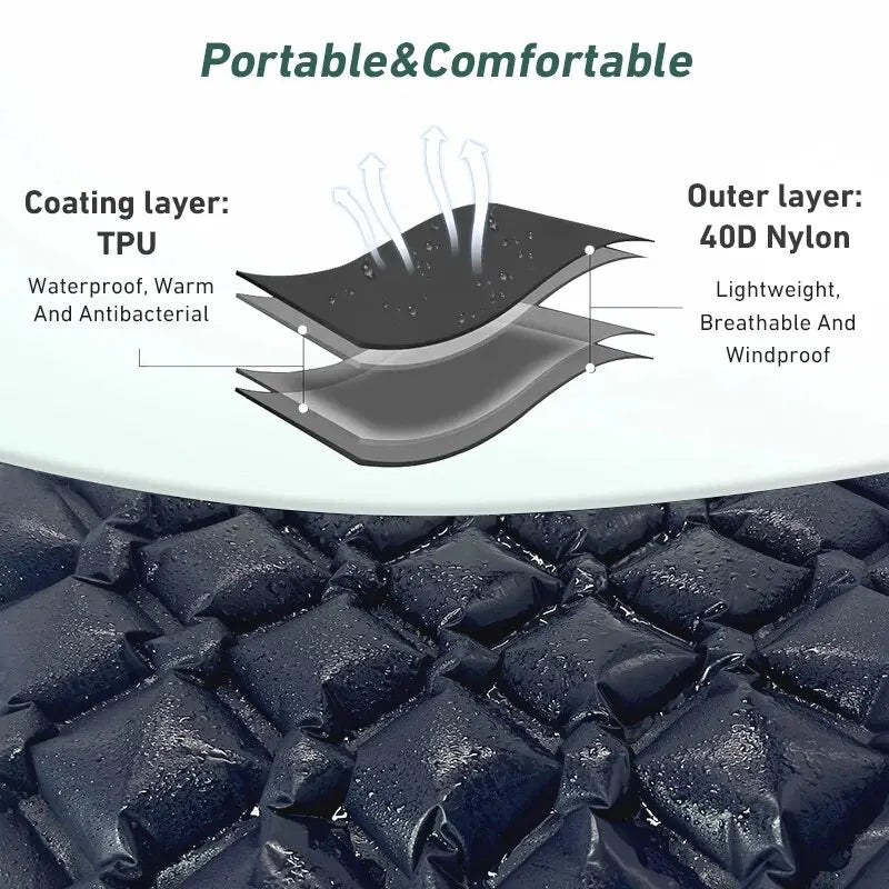 Camping Inflatable Mattress with Built-In Pump and Pillow