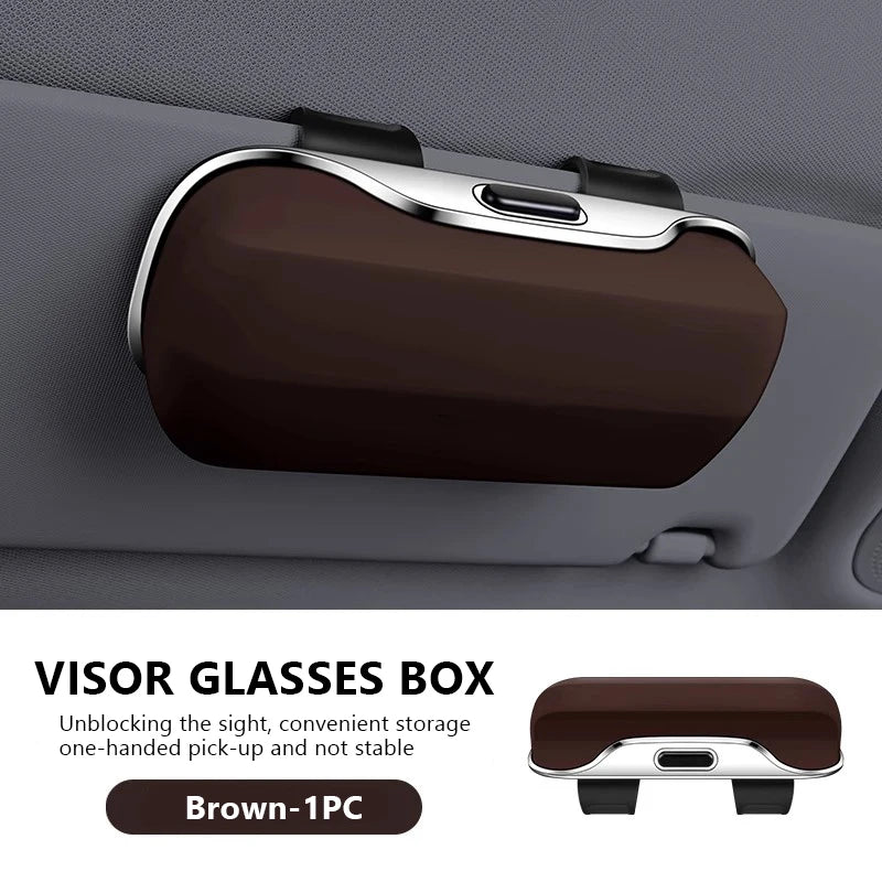 SEAMETAL Extra-Large Car Glasses Case Stable Sun Visor Sunglasses Holder Anti-Scratch Protection Hard Box Car Eyeglasses Holder