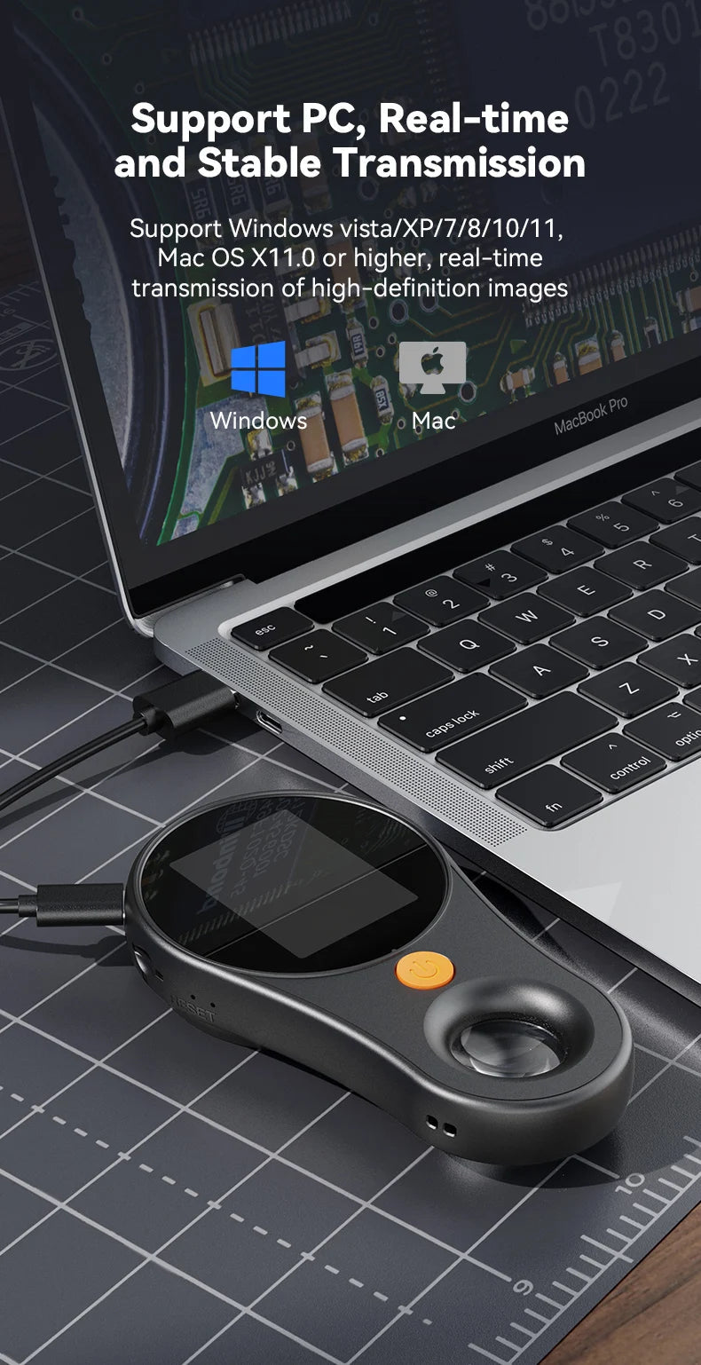 2.0inch 500X Digital Microscope 1080P Video Coin Microscopio with Magnifying Glass Wiht 8Leds for Electronics Repair Windows/Mac