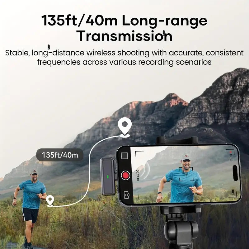 Wireless Lavalier Microphone with Charging Case and 36-Hour Battery