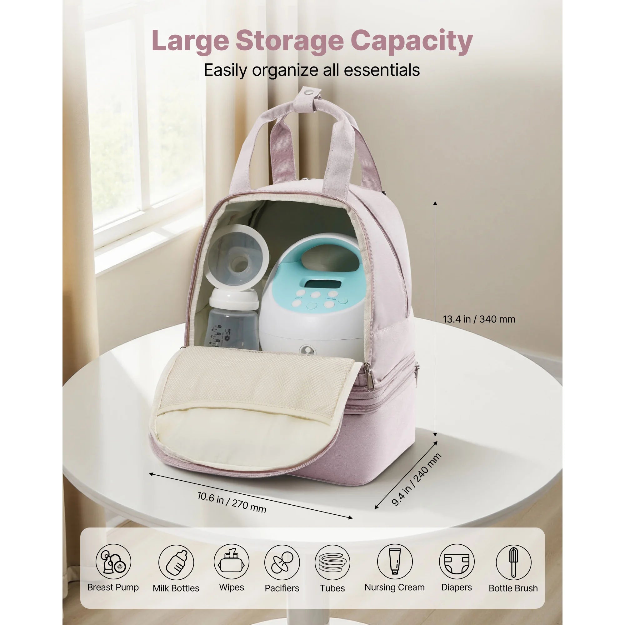 Breast Pump Backpack with Insulated Storage for Travel & Work