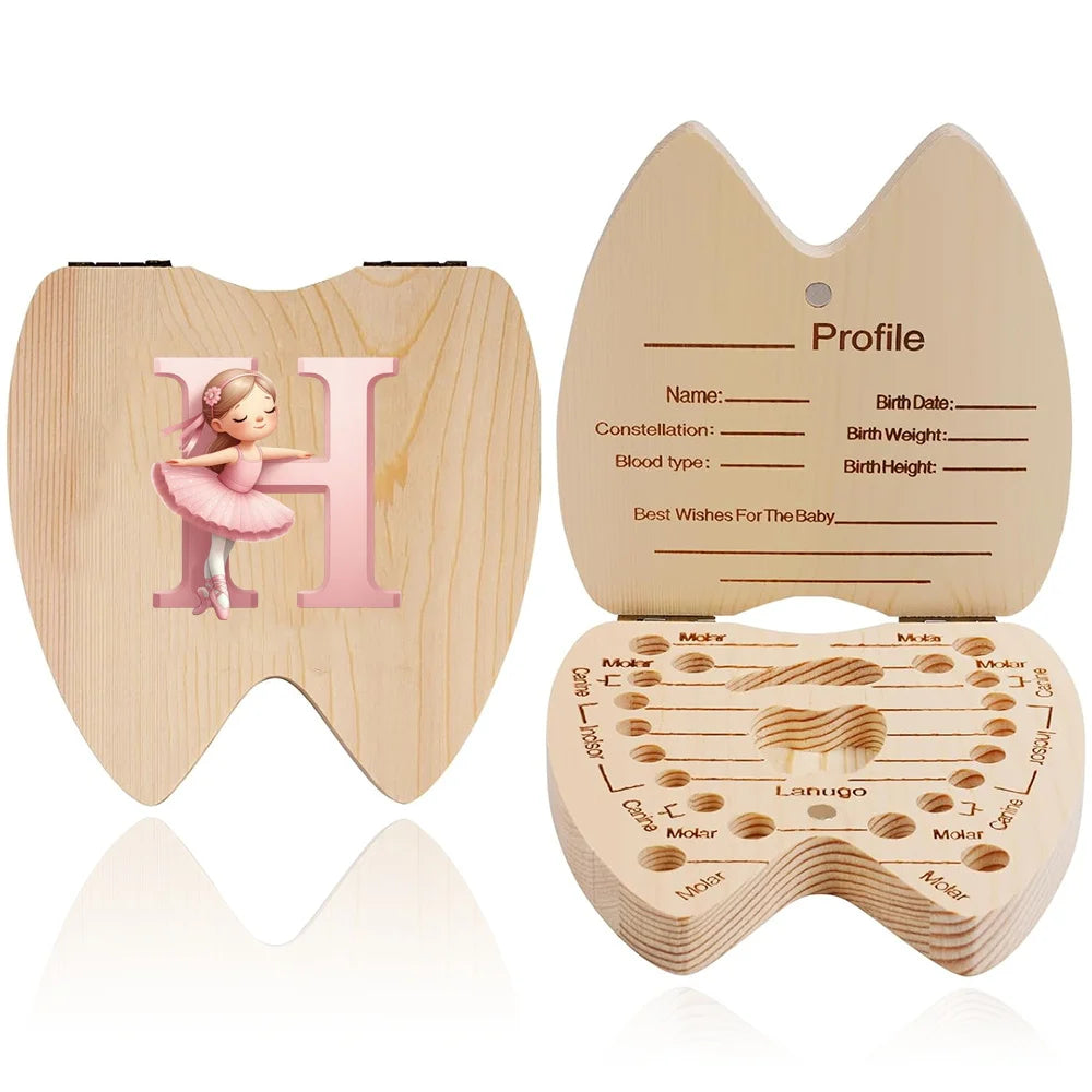 Wooden Baby-Tooth Keepsake Box, Letter Options