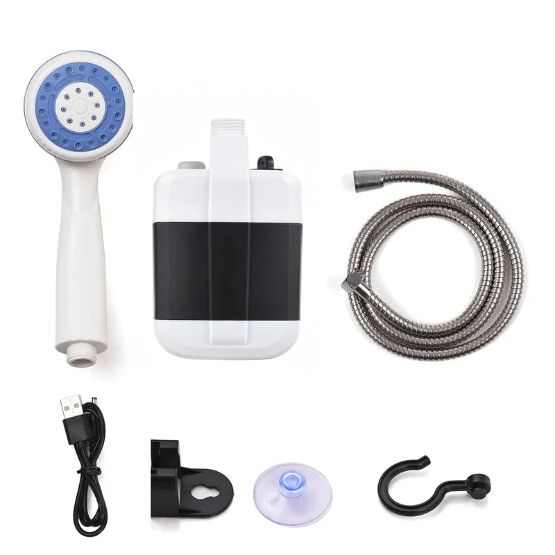 Wiederaufladbares tragbares Camping-Duschpumpen-Set mit USB-Anschluss