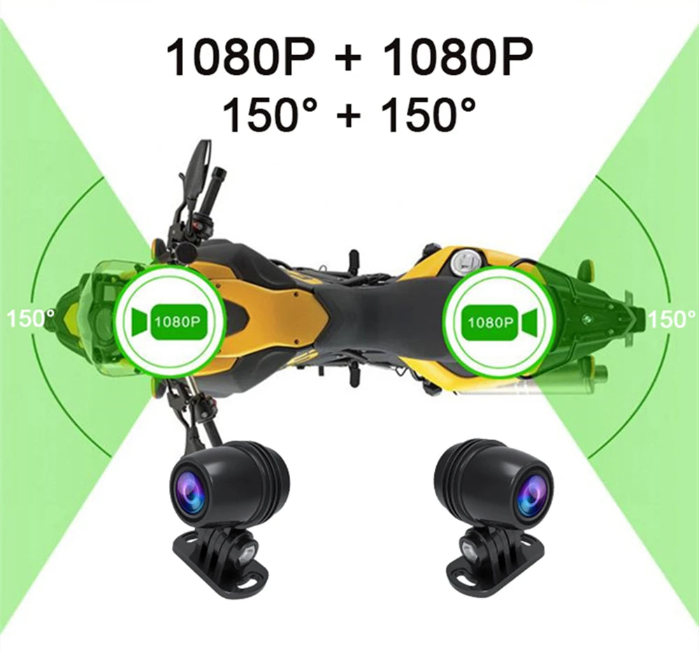 Dual 1080P Motorcycle Dash Cam Front Rear WiFi GPS Recorder