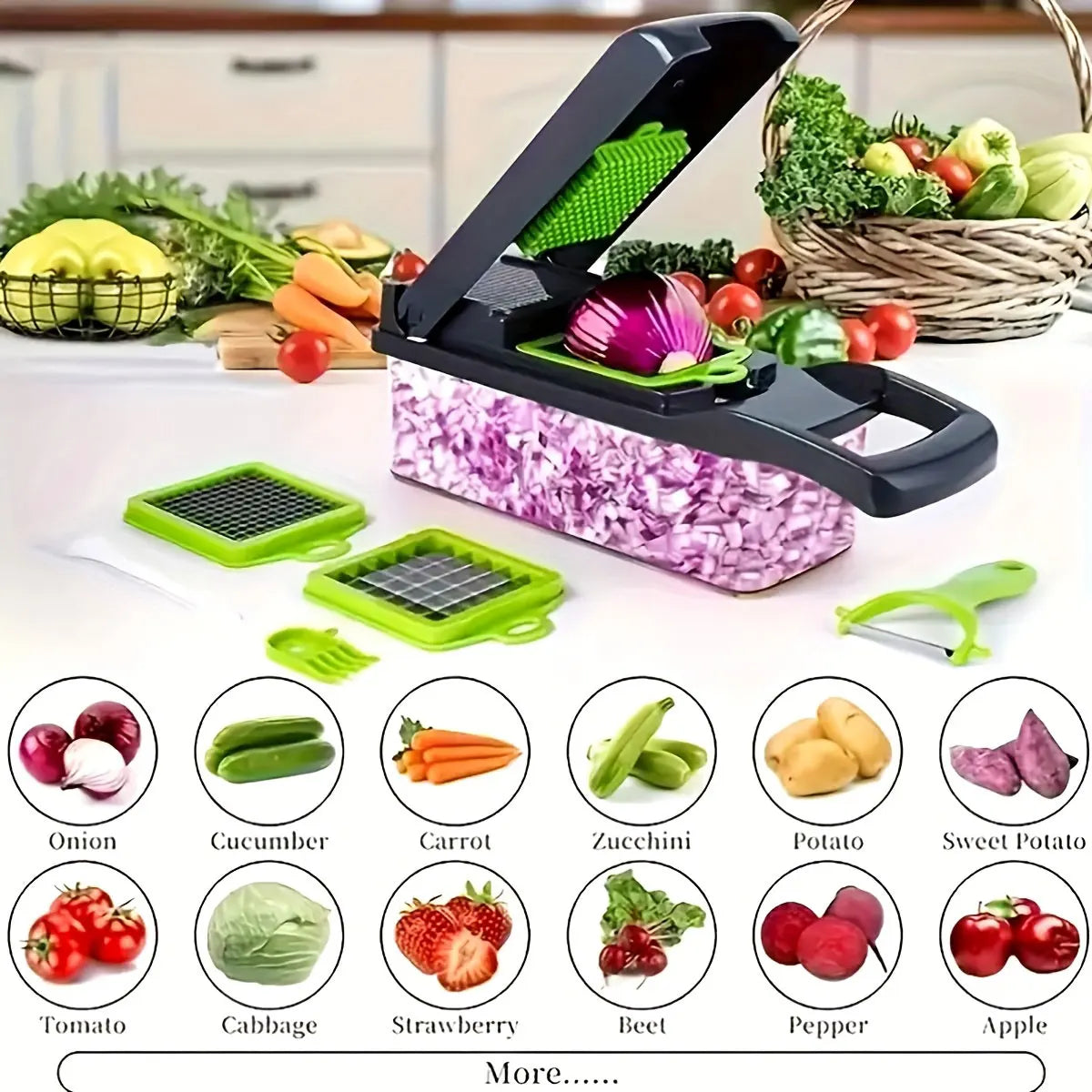 Vegetable Slicer & Dicer Set with Interchangeable Blades