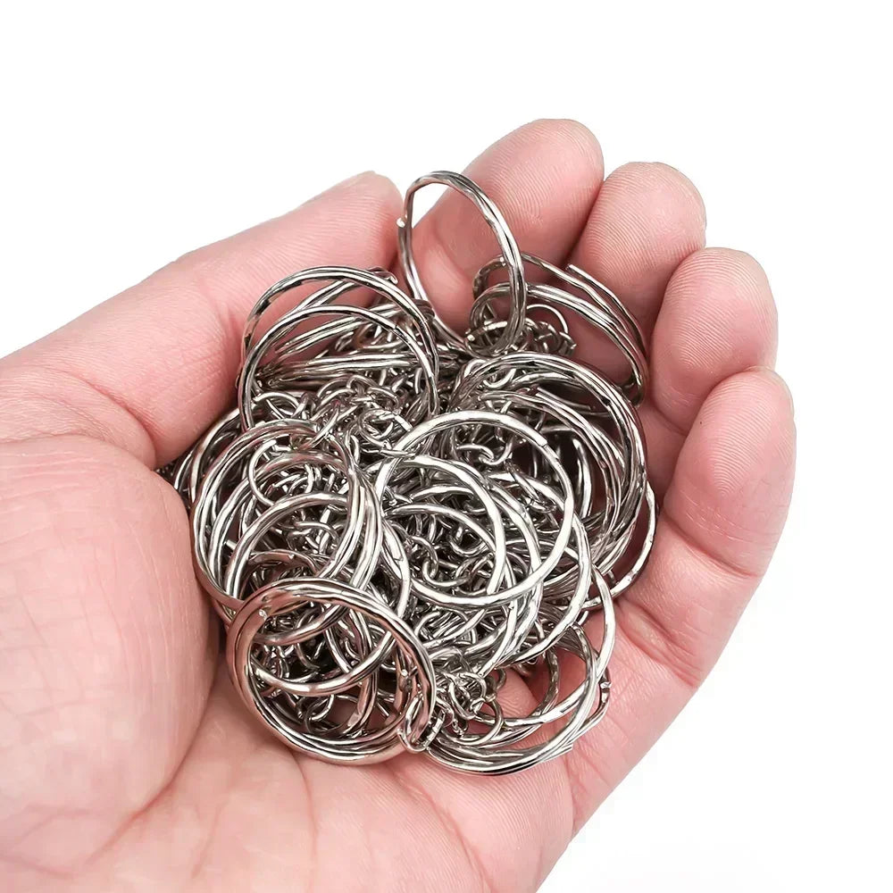 Silver Plated Metal Blank Keyring Keychain Split Ring Keyfob Key Holder Rings Women Men DIY Key Chains Key Ring Accessories