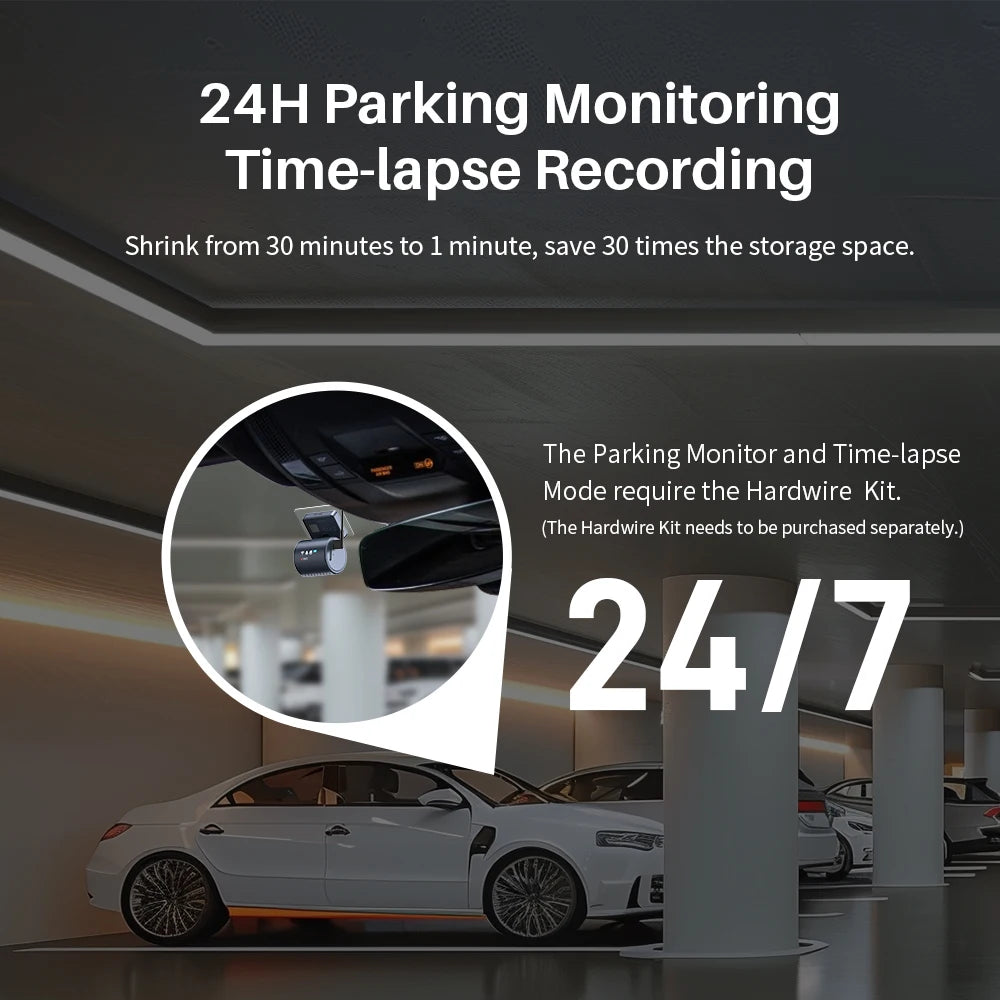 2K Mini Dash Cam with WiFi, Voice Control and Parking Monitor