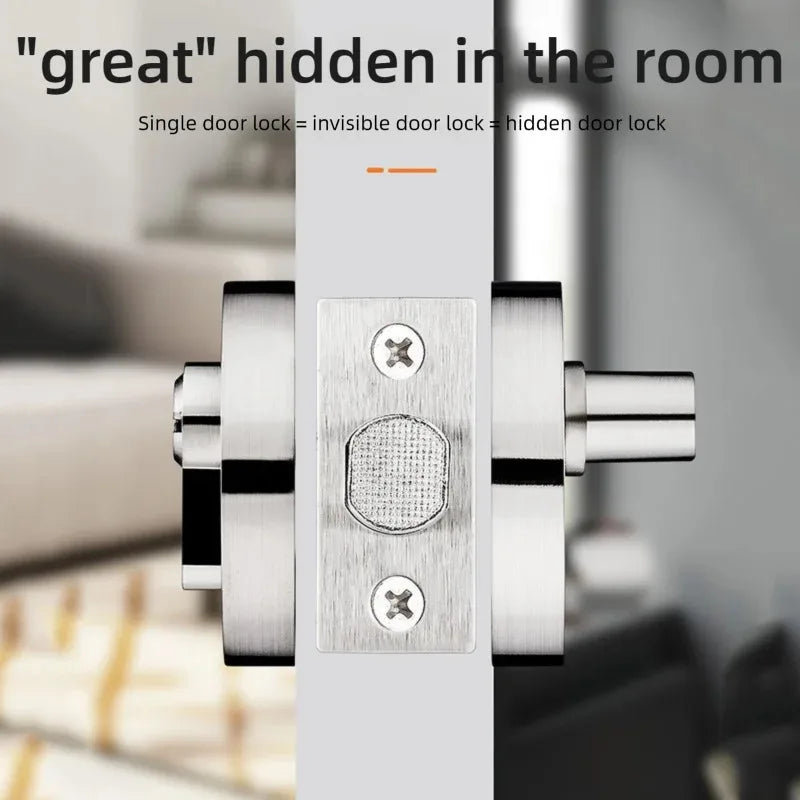 Concealed Door Lock for Wooden Doors, Stainless Steel, Three Keys