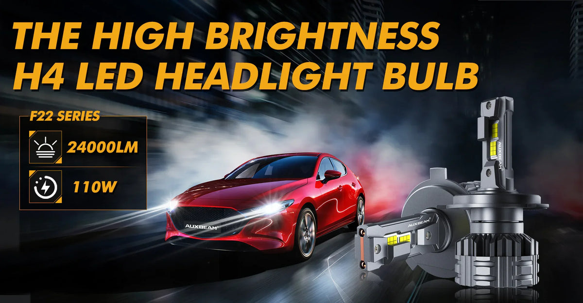 AUXBEAM 110W LED Headlight Bulbs H4 H7 H11 9005 9006 9007 LED Bulbs BUILT-IN CAN-Bus HIGH BRIGHTNESS 24000LM 6500K F22 SERIES